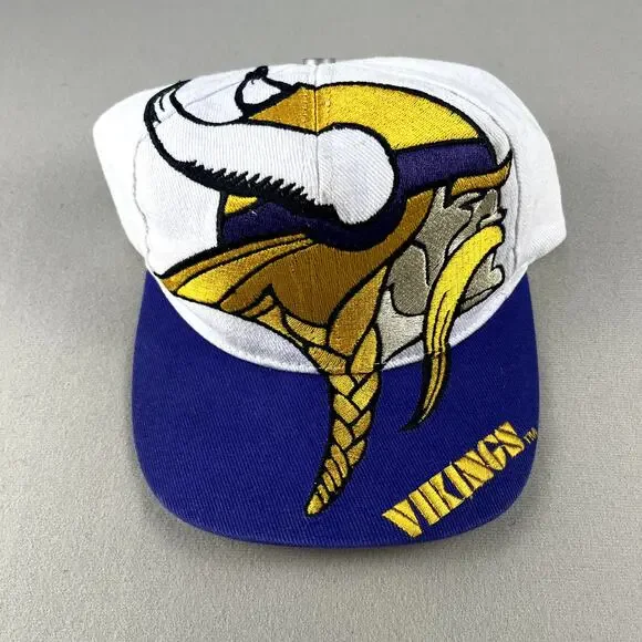Vintage Minnesota Vikings Hat Snapback White The Game Big Logo NFL Football 90s - Picture 2 of 12